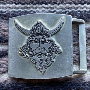 Viking Norse Pagan Warrior Horn Pewter Belt Buckle